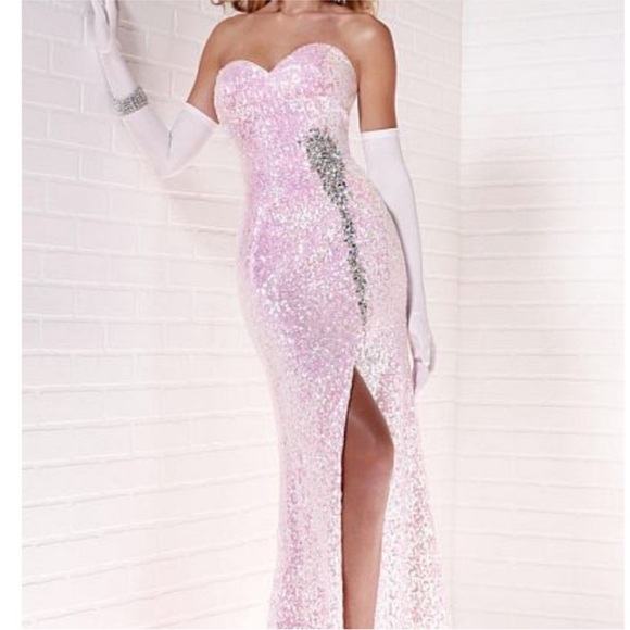 NEW TIFFANY DESIGNS SZ 4 LIGHT PINK SEQUIN BEADED FORMAL EVENING GOWN - Picture 13 of 13